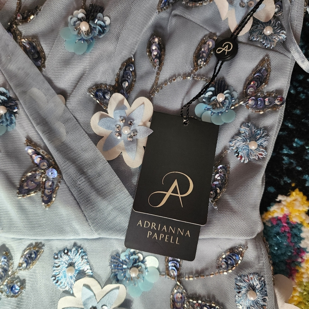 Baby blue sequin gown.